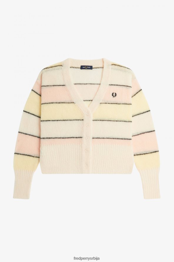 одећу рс Fred Perry Жене пругасти кардиган отвореног плетива свиленкаста бресква 68TD6P668