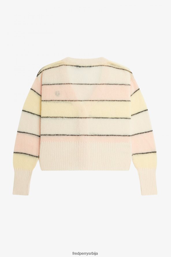 одећу рс Fred Perry Жене пругасти кардиган отвореног плетива свиленкаста бресква 68TD6P668