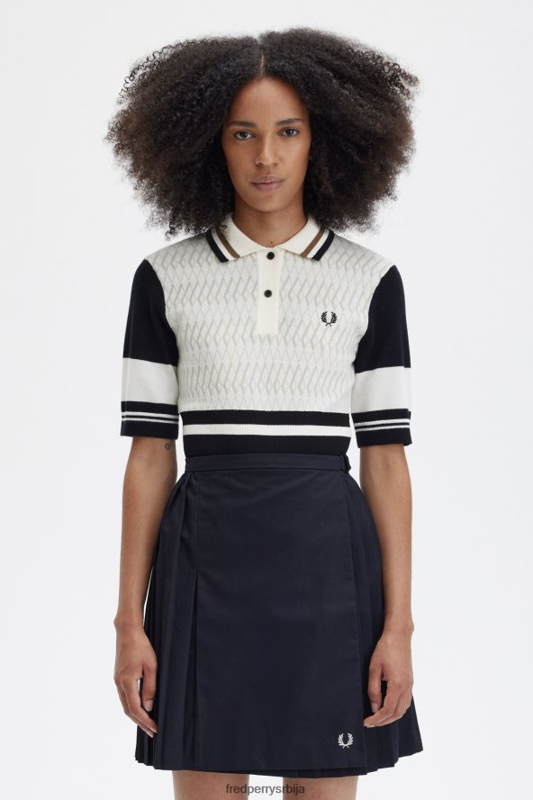 одећу рс Fred Perry Жене плетена кошуља од жакарда ецру 68TD6P669