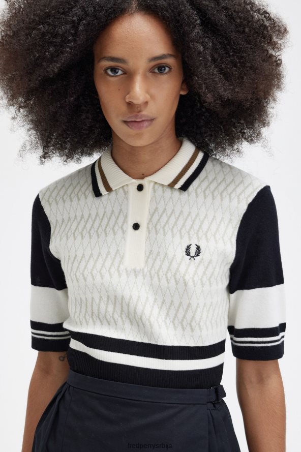 одећу рс Fred Perry Жене плетена кошуља од жакарда ецру 68TD6P669