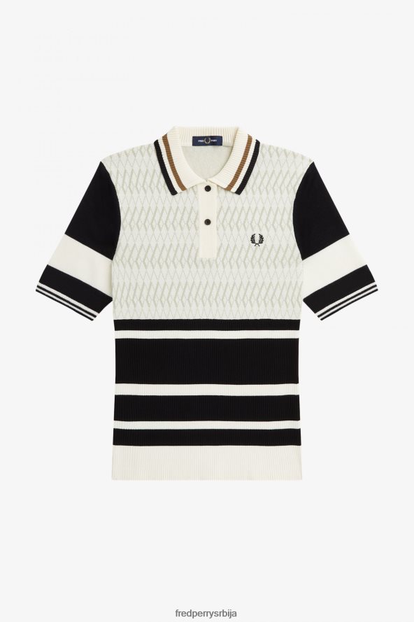 одећу рс Fred Perry Жене плетена кошуља од жакарда ецру 68TD6P669
