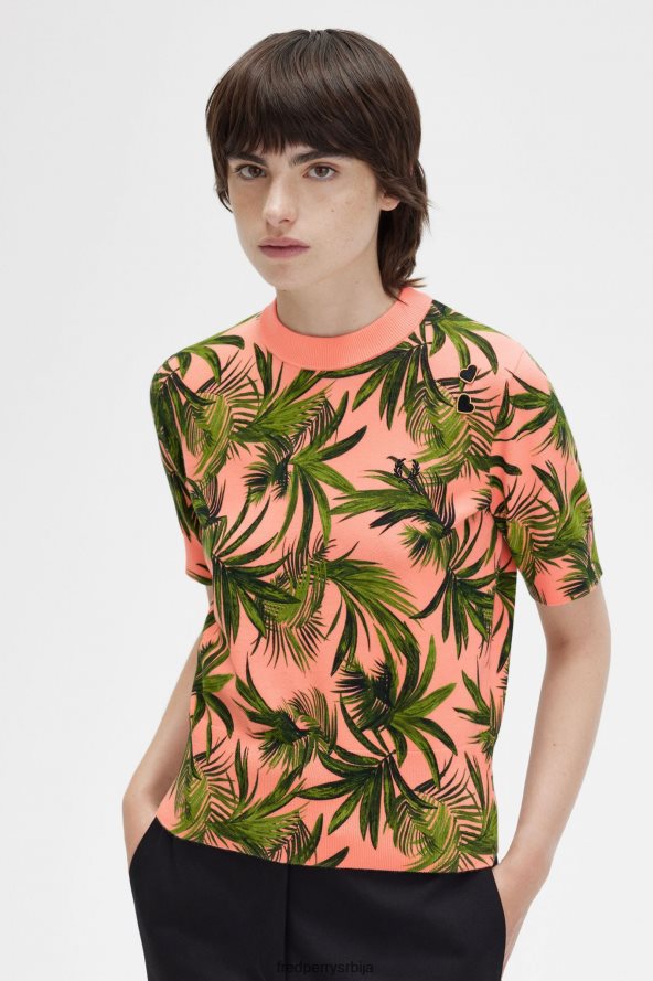 одећу рс Fred Perry Жене џемпер са принтом длана корална топлота 68TD6P671