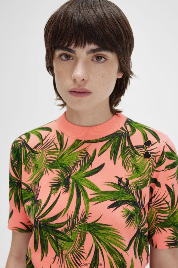 одећу рс Fred Perry Жене џемпер са принтом длана корална топлота 68TD6P671