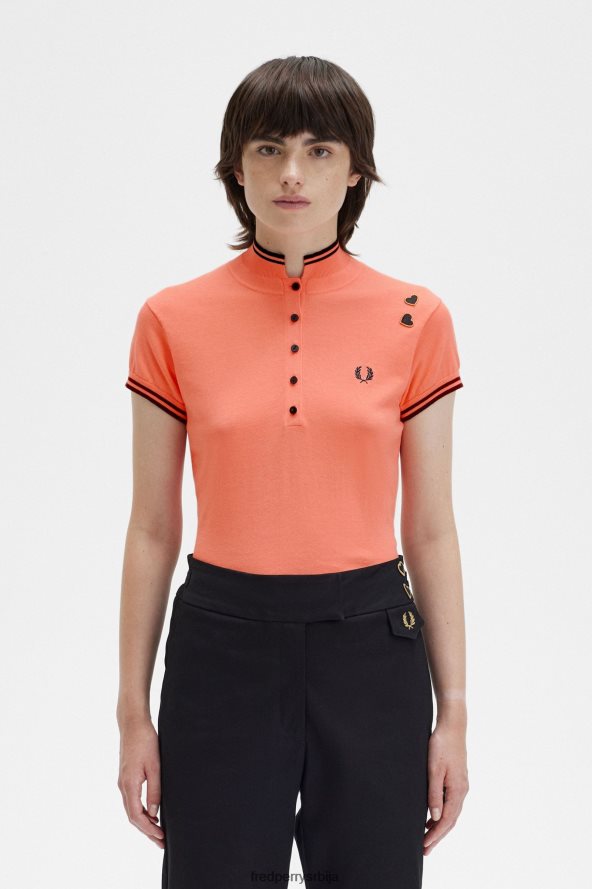 одећу рс Fred Perry Жене плетена кошуља корална топлота 68TD6P672
