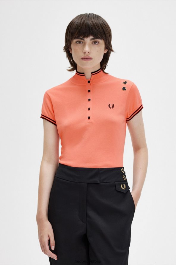 одећу рс Fred Perry Жене плетена кошуља корална топлота 68TD6P672