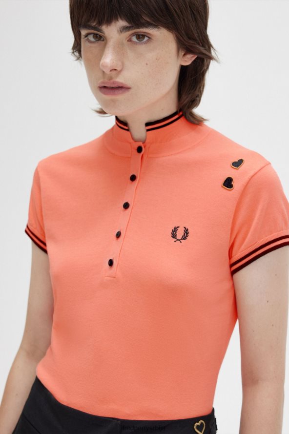 одећу рс Fred Perry Жене плетена кошуља корална топлота 68TD6P672