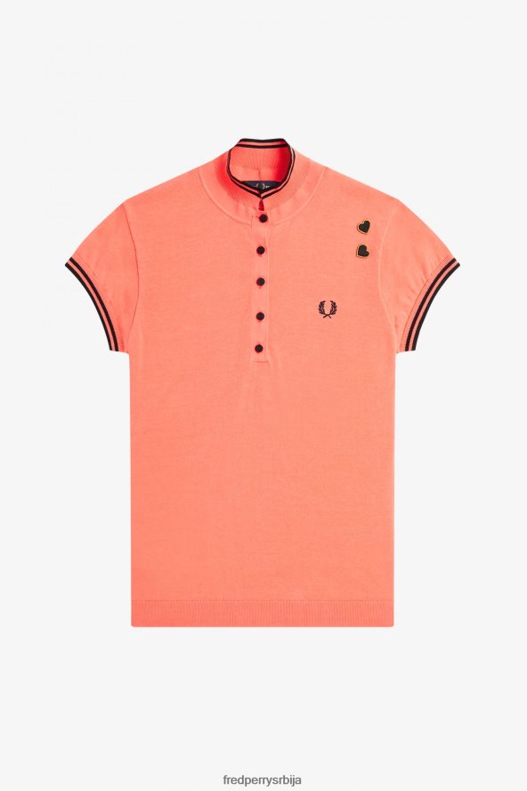 одећу рс Fred Perry Жене плетена кошуља корална топлота 68TD6P672