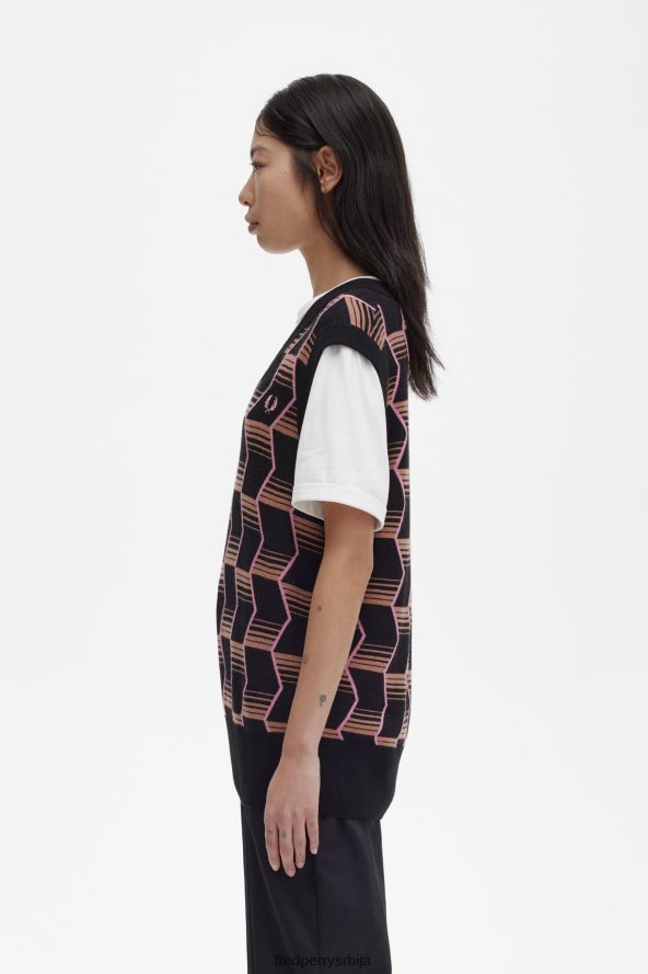 одећу рс Fred Perry Жене жакар плетени резервоар црн 68TD6P675