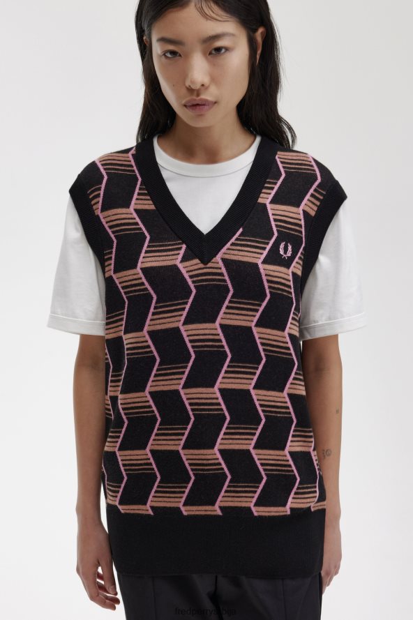 одећу рс Fred Perry Жене жакар плетени резервоар црн 68TD6P675