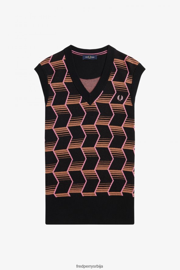 одећу рс Fred Perry Жене жакар плетени резервоар црн 68TD6P675