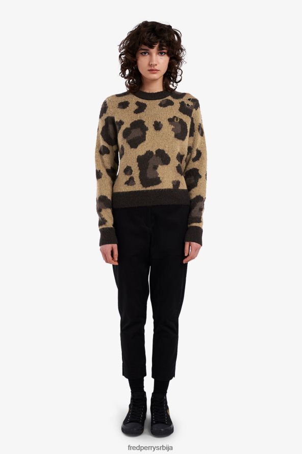 одећу рс Fred Perry Жене леопард џемпер црн 68TD6P676