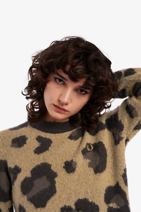 одећу рс Fred Perry Жене леопард џемпер црн 68TD6P676