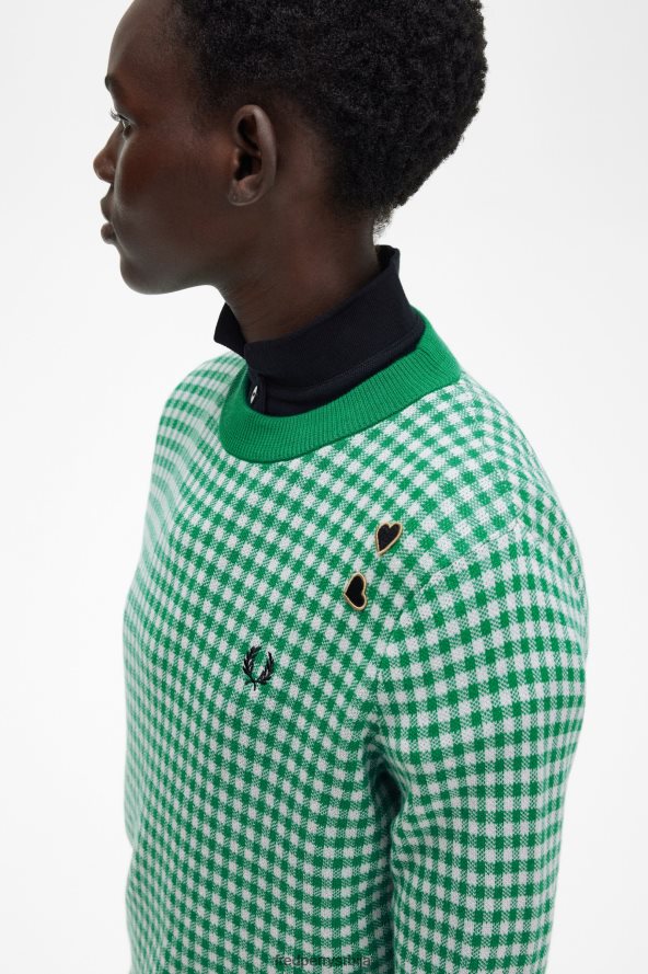одећу рс Fred Perry Жене гингхам џемпер зелен 68TD6P677