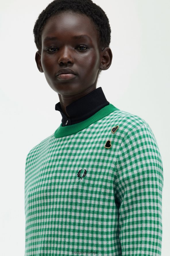одећу рс Fred Perry Жене гингхам џемпер зелен 68TD6P677