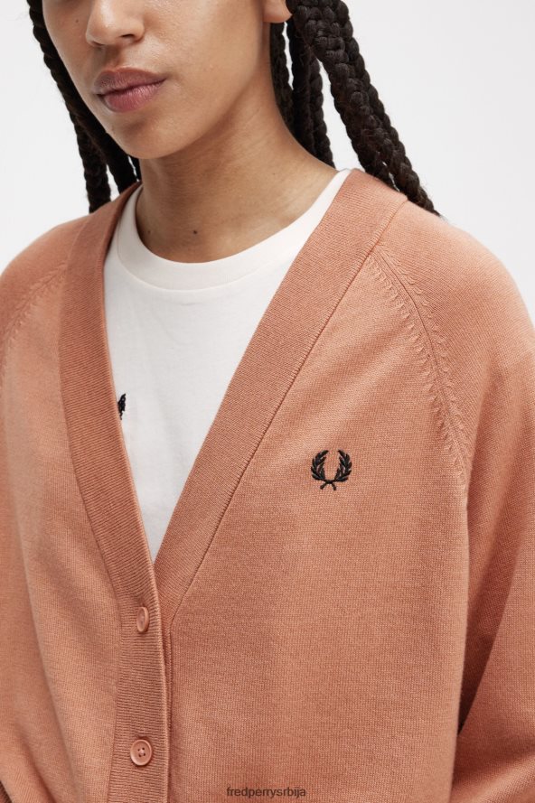 одећу рс Fred Perry Жене кардиган са в-изрезом лака рђа 68TD6P682