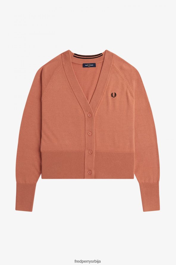 одећу рс Fred Perry Жене кардиган са в-изрезом лака рђа 68TD6P682