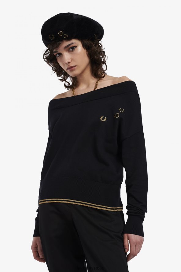 одећу рс Fred Perry Жене плетени врх са отвореним раменима црн 68TD6P683