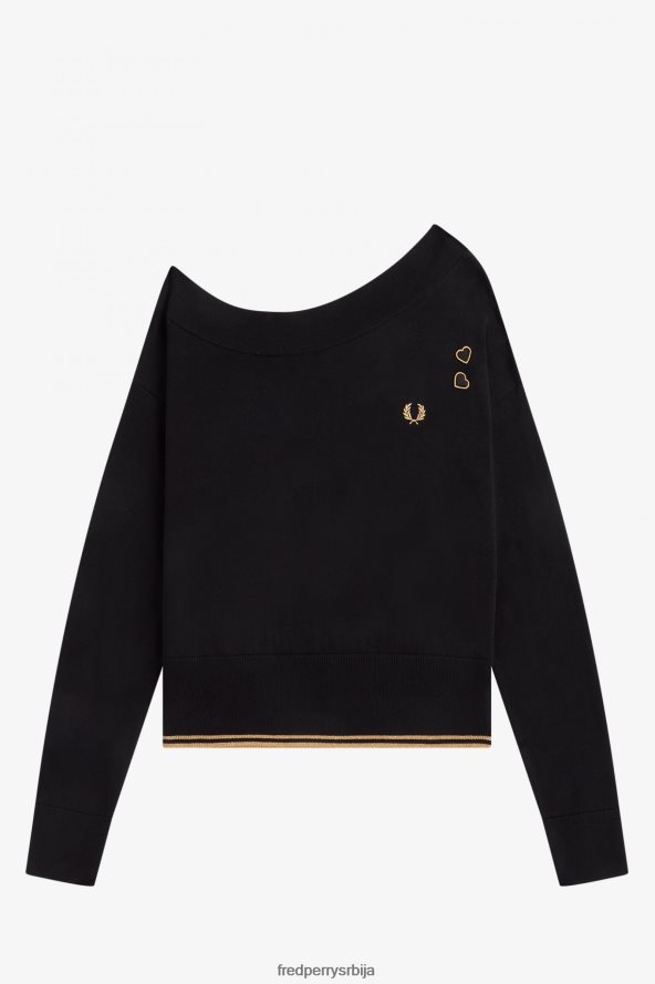 одећу рс Fred Perry Жене плетени врх са отвореним раменима црн 68TD6P683