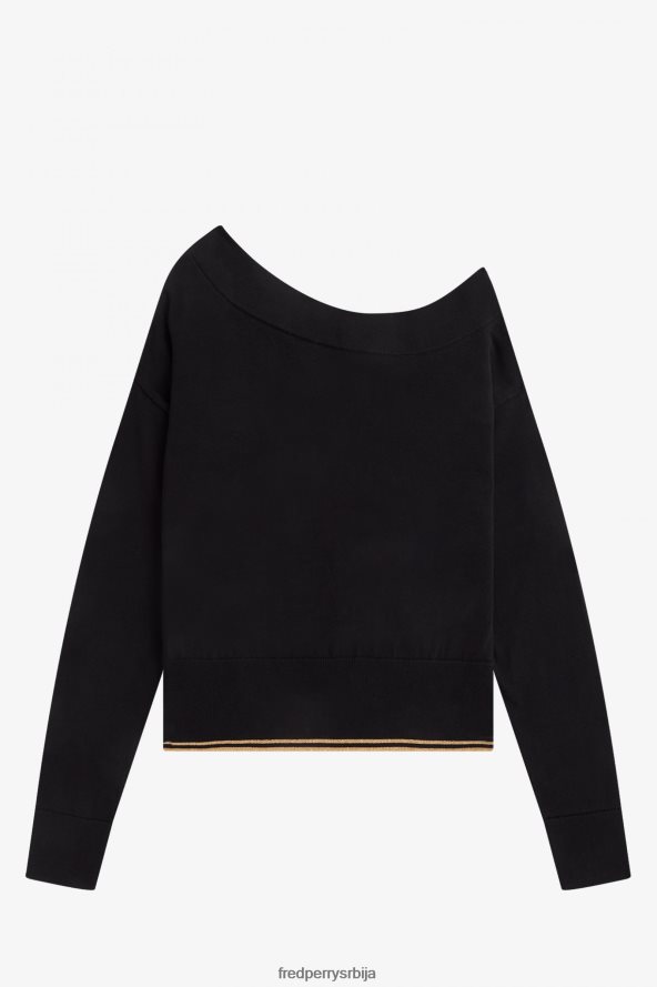 одећу рс Fred Perry Жене плетени врх са отвореним раменима црн 68TD6P683