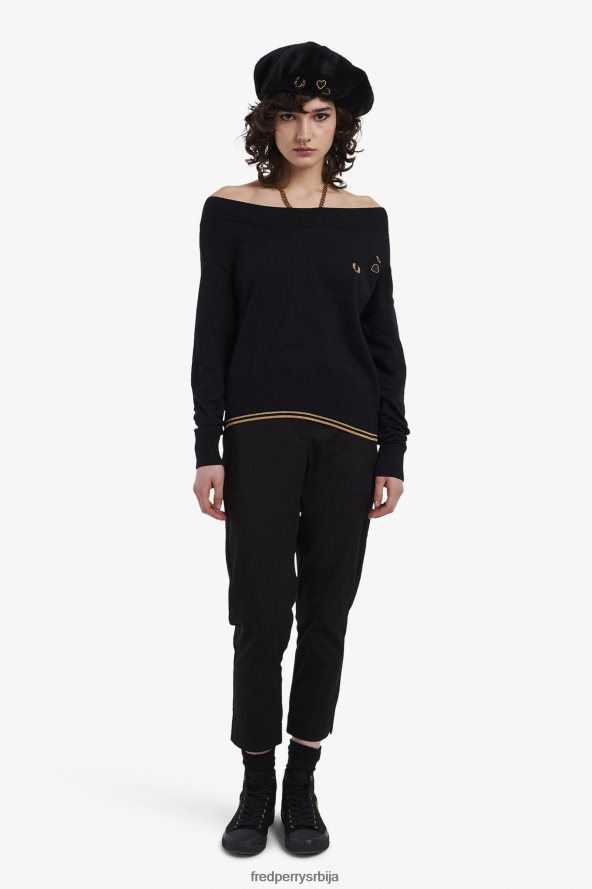 одећу рс Fred Perry Жене плетени врх са отвореним раменима црн 68TD6P683