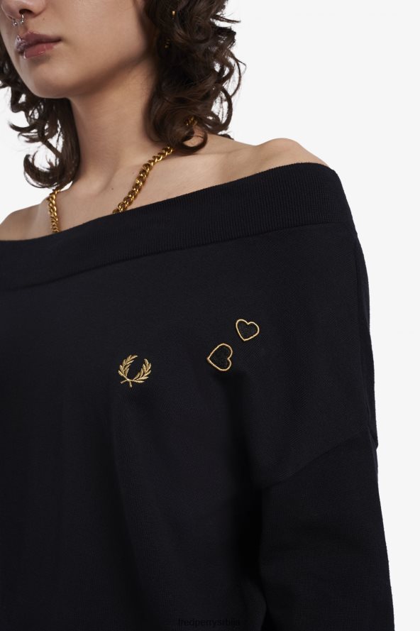одећу рс Fred Perry Жене плетени врх са отвореним раменима црн 68TD6P683