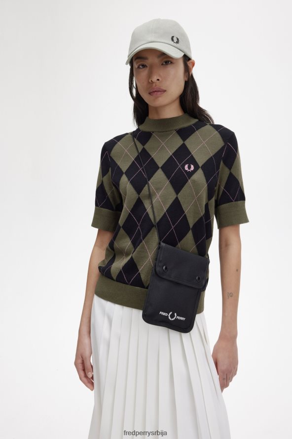 одећу рс Fred Perry Жене аргиле џемпер кратких рукава једнолично зелено 68TD6P685