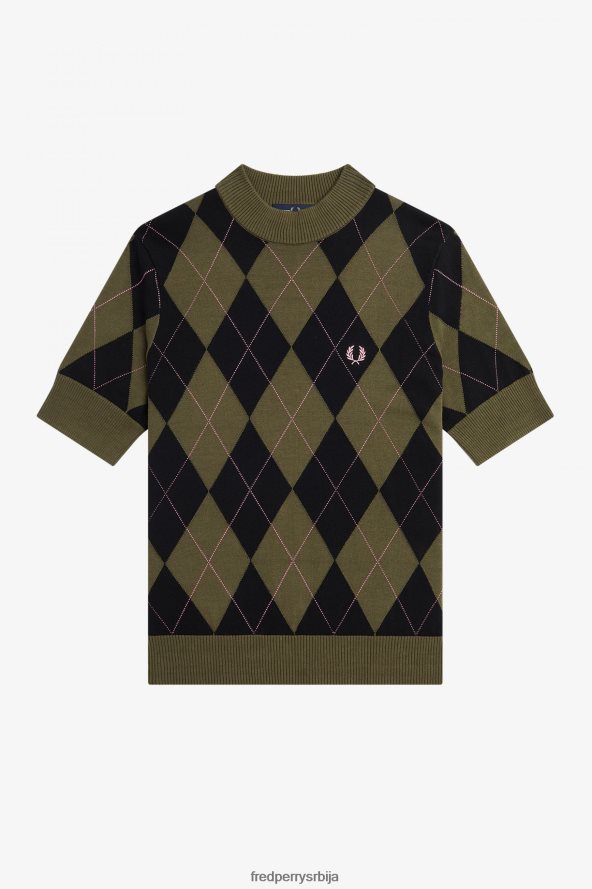 одећу рс Fred Perry Жене аргиле џемпер кратких рукава једнолично зелено 68TD6P685