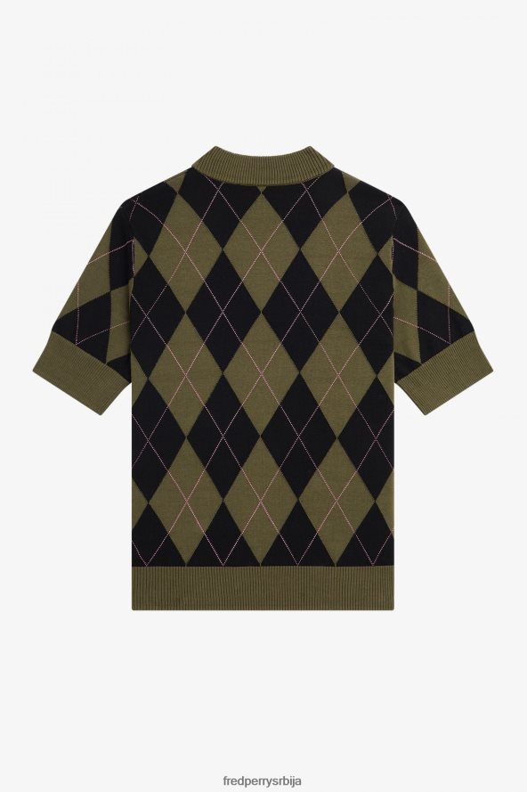 одећу рс Fred Perry Жене аргиле џемпер кратких рукава једнолично зелено 68TD6P685