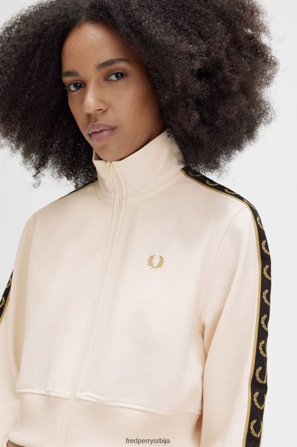 одећу рс Fred Perry Жене изрезана тракаста јакна свиленкаста бресква 68TD6P32