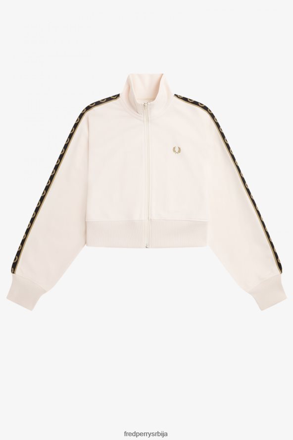 одећу рс Fred Perry Жене изрезана тракаста јакна свиленкаста бресква 68TD6P32