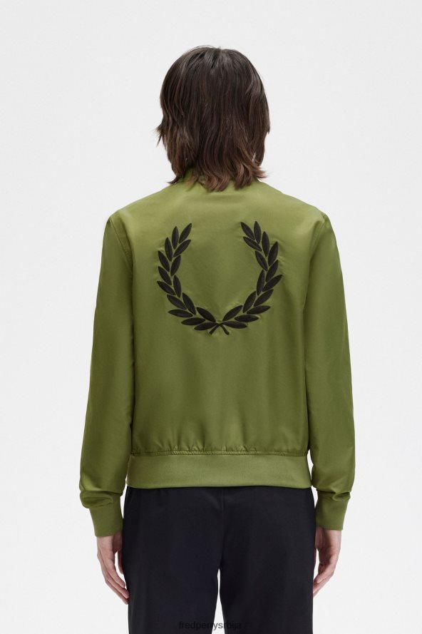 одећу рс Fred Perry Жене јакна са рајсфершлусом са штампаном поставом парка зелена 68TD6P593