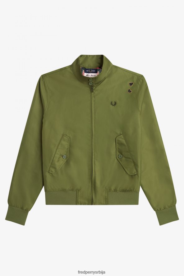 одећу рс Fred Perry Жене јакна са рајсфершлусом са штампаном поставом парка зелена 68TD6P593