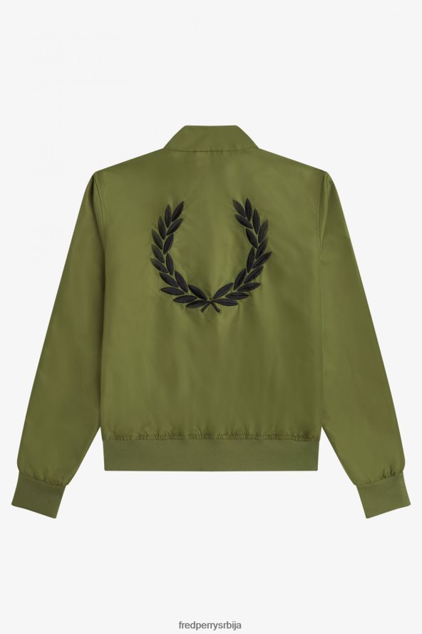 одећу рс Fred Perry Жене јакна са рајсфершлусом са штампаном поставом парка зелена 68TD6P593