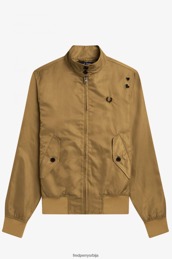 одећу рс Fred Perry Жене јакна са рајсфершлусом са штампаном поставом црн 68TD6P599