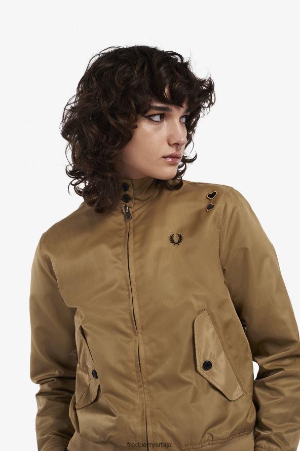 одећу рс Fred Perry Жене јакна са рајсфершлусом са штампаном поставом црн 68TD6P599