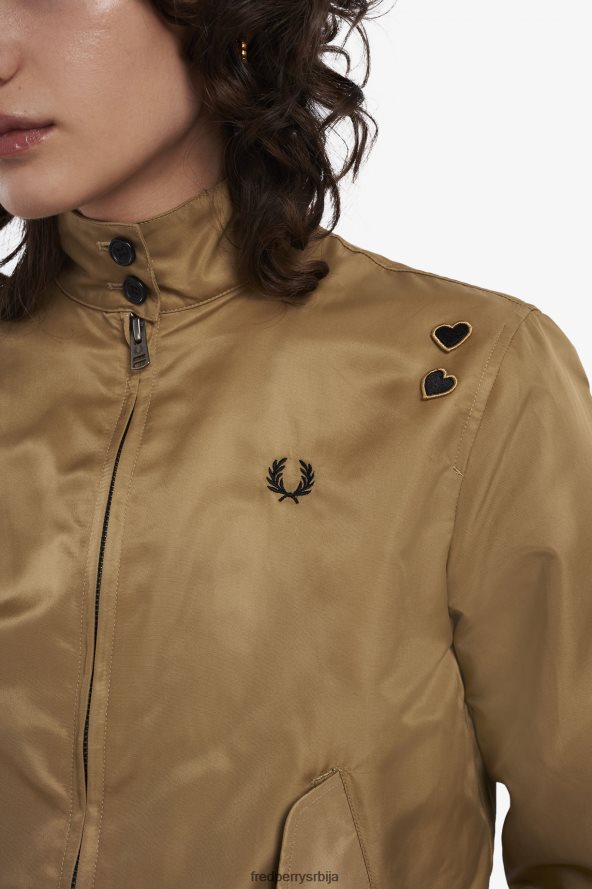 одећу рс Fred Perry Жене јакна са рајсфершлусом са штампаном поставом црн 68TD6P599