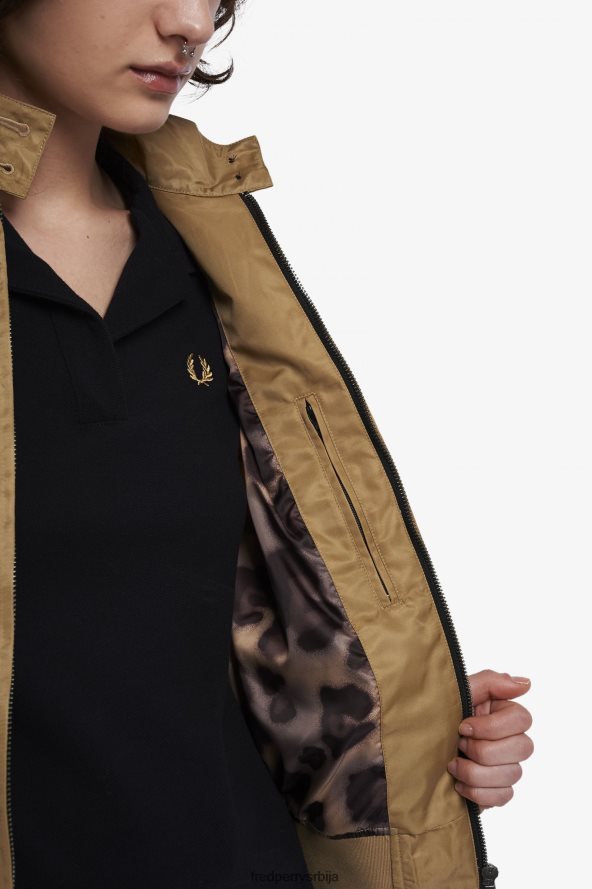 одећу рс Fred Perry Жене јакна са рајсфершлусом са штампаном поставом црн 68TD6P599