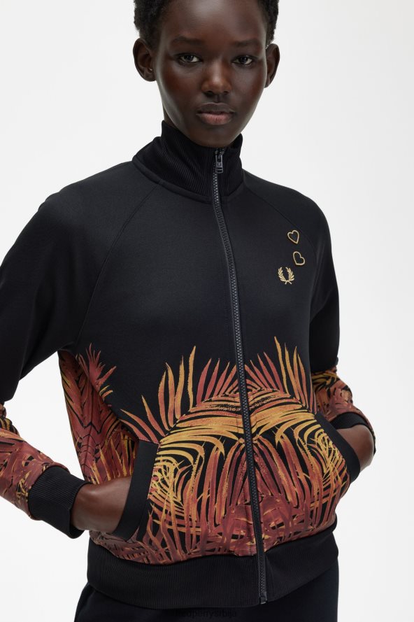 одећу рс Fred Perry Жене јакна са штампом на длану црн 68TD6P600