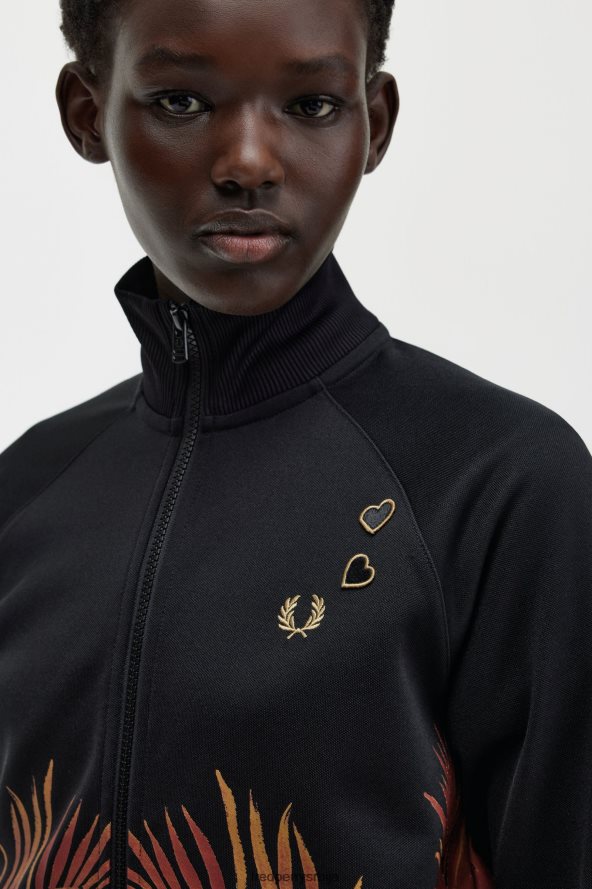 одећу рс Fred Perry Жене јакна са штампом на длану црн 68TD6P600