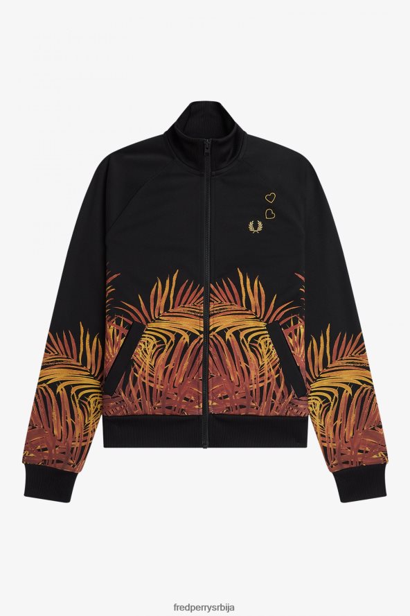 одећу рс Fred Perry Жене јакна са штампом на длану црн 68TD6P600