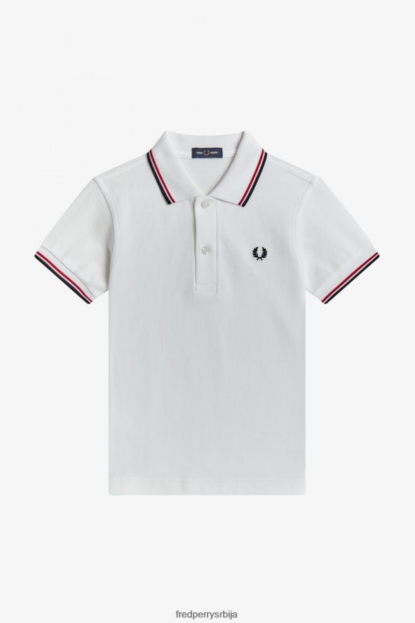 одећу рс Fred Perry клинци к кошуља са дуплим врхом бела / светло црвена / морнарска 68TD6P706