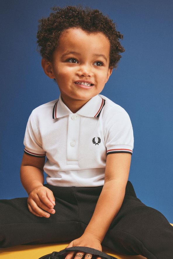 одећу рс Fred Perry клинци к кошуља са дуплим врхом бела / светло црвена / морнарска 68TD6P706