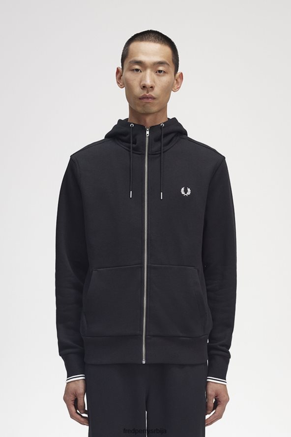 одећу рс Fred Perry мушкарци дуксерица са патентним затварачем са капуљачом црн 68TD6P387