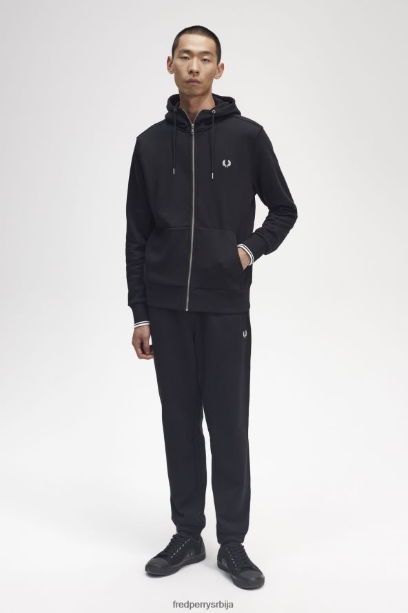 одећу рс Fred Perry мушкарци дуксерица са патентним затварачем са капуљачом црн 68TD6P387
