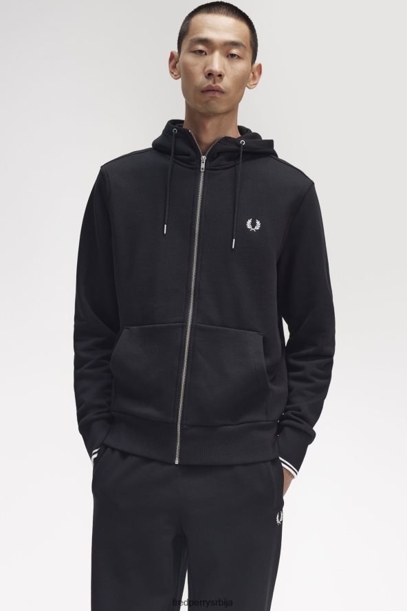 одећу рс Fred Perry мушкарци дуксерица са патентним затварачем са капуљачом црн 68TD6P387