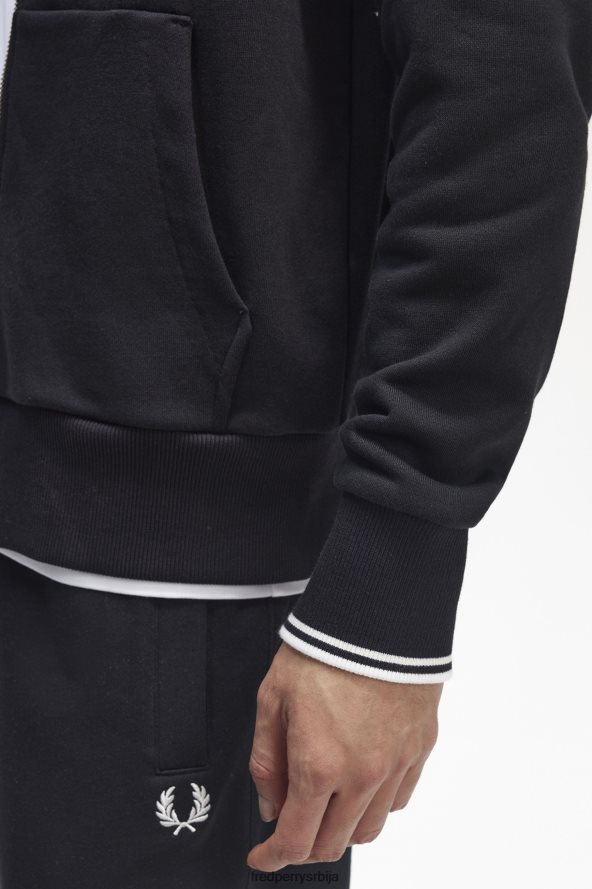одећу рс Fred Perry мушкарци дуксерица са патентним затварачем са капуљачом црн 68TD6P387