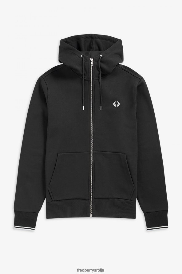 одећу рс Fred Perry мушкарци дуксерица са патентним затварачем са капуљачом црн 68TD6P387