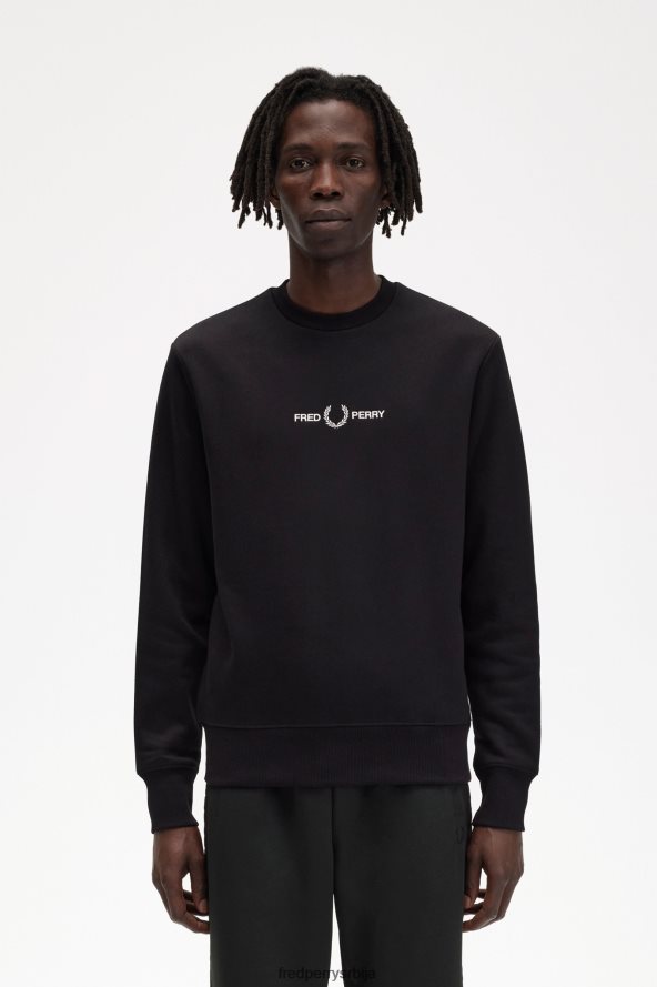 одећу рс Fred Perry мушкарци извезена дуксерица црн 68TD6P389