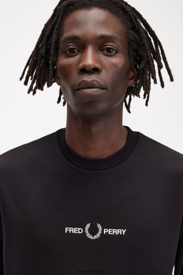 одећу рс Fred Perry мушкарци извезена дуксерица црн 68TD6P389