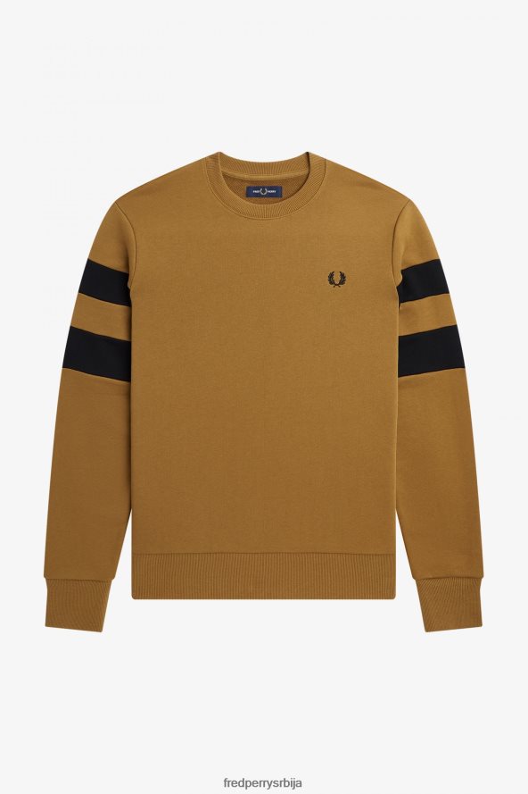 одећу рс Fred Perry мушкарци дуксерица са врховима рукава тамна карамела 68TD6P398